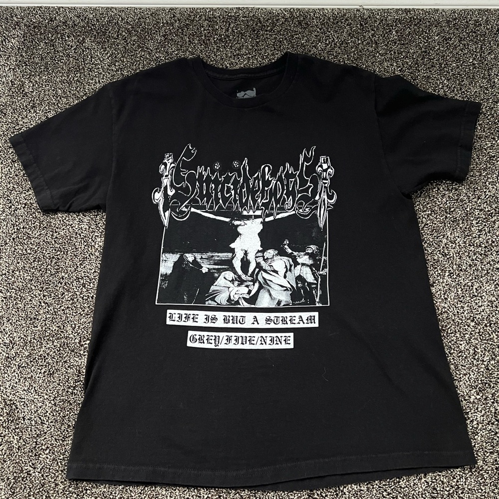 Black Short Sleeve Tee with Graphic Design